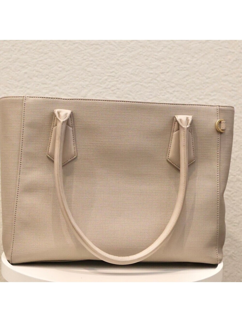 Dagne Dover Legend Signature Tote Taupe Linen Very Good